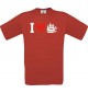 TOP Kinder-Shirt I Love Seegelyacht, Kapitän kult, Farbe rot, Größe 104