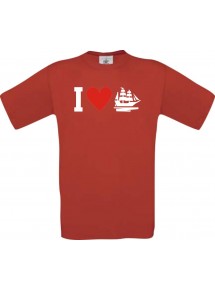 TOP Kinder-Shirt I Love Seegelyacht, Kapitän kult, Farbe rot, Größe 104
