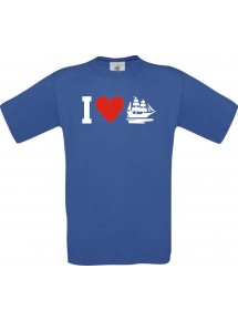 TOP Kinder-Shirt I Love Seegelyacht, Kapitän kult, Farbe royalblau, Größe 104