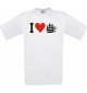 TOP Kinder-Shirt I Love Seegelyacht, Kapitän kult, Farbe weiss, Größe 104