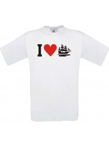 TOP Kinder-Shirt I Love Seegelyacht, Kapitän kult, Farbe weiss, Größe 104