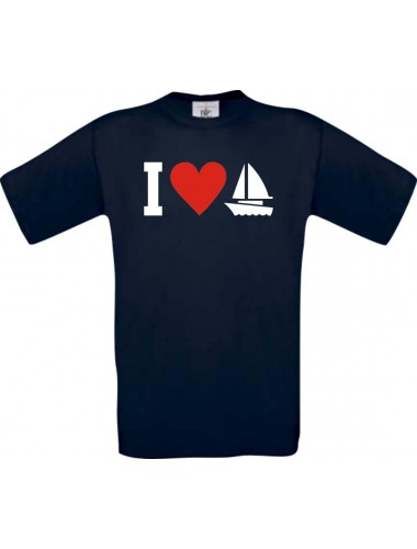 TOP Kinder-Shirt I Love Seegeboot, Kapitän, Skipper kult, Farbe blau, Größe 104