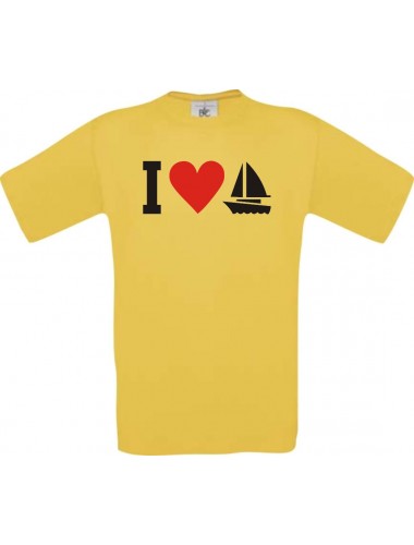 TOP Kinder-Shirt I Love Seegeboot, Kapitän, Skipper kult, Farbe gelb, Größe 104
