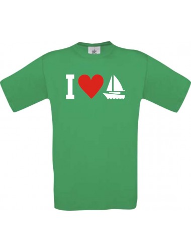 TOP Kinder-Shirt I Love Seegeboot, Kapitän, Skipper kult, Farbe kellygreen, Größe 104
