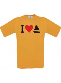 TOP Kinder-Shirt I Love Seegeboot, Kapitän, Skipper kult, Farbe orange, Größe 104