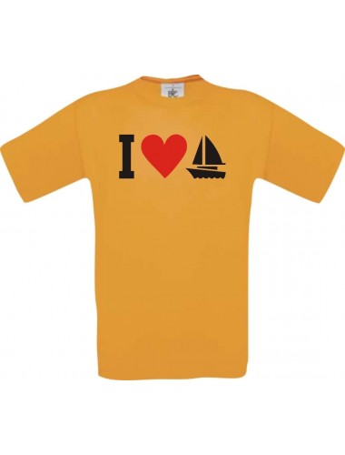 TOP Kinder-Shirt I Love Seegeboot, Kapitän, Skipper kult, Farbe orange, Größe 104
