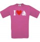 TOP Kinder-Shirt I Love Seegeboot, Kapitän, Skipper kult, Farbe pink, Größe 104