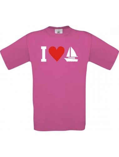 TOP Kinder-Shirt I Love Seegeboot, Kapitän, Skipper kult, Farbe pink, Größe 104