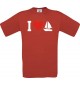 TOP Kinder-Shirt I Love Seegeboot, Kapitän, Skipper kult, Farbe rot, Größe 104