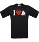 TOP Kinder-Shirt I Love Seegeboot, Kapitän, Skipper kult, Farbe schwarz, Größe 104