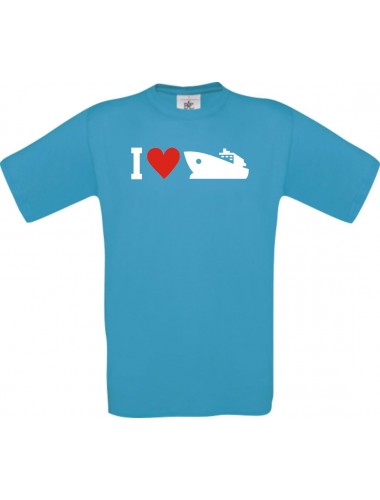 TOP Kinder-Shirt I Love Yacht, Kapitän, Skipper kult, Farbe atoll, Größe 104