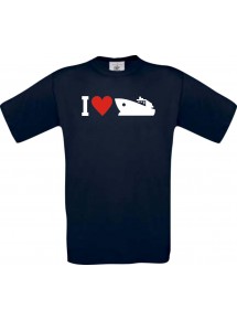 TOP Kinder-Shirt I Love Yacht, Kapitän, Skipper kult, Farbe blau, Größe 104