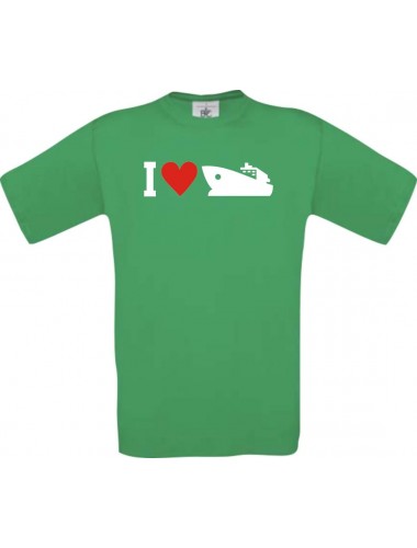TOP Kinder-Shirt I Love Yacht, Kapitän, Skipper kult, Farbe kellygreen, Größe 104