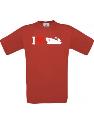 TOP Kinder-Shirt I Love Yacht, Kapitän, Skipper kult, Farbe rot, Größe 104