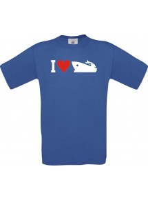 TOP Kinder-Shirt I Love Yacht, Kapitän, Skipper kult, Farbe royalblau, Größe 104