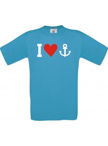 TOP Kinder-Shirt I Love Anker, Kapitän, Skipper kult, Farbe atoll, Größe 104