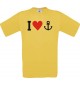 TOP Kinder-Shirt I Love Anker, Kapitän, Skipper kult, Farbe gelb, Größe 104