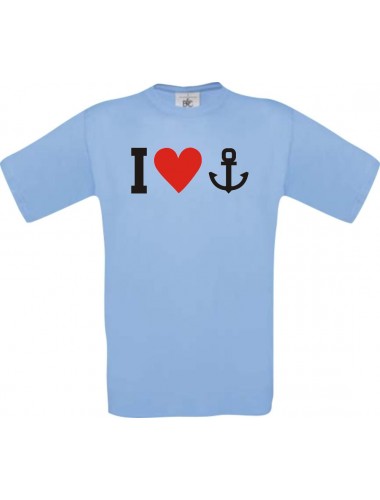 TOP Kinder-Shirt I Love Anker, Kapitän, Skipper kult, Farbe hellblau, Größe 104