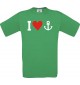 TOP Kinder-Shirt I Love Anker, Kapitän, Skipper kult, Farbe kellygreen, Größe 104