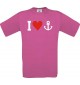TOP Kinder-Shirt I Love Anker, Kapitän, Skipper kult, Farbe pink, Größe 104