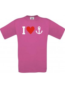 TOP Kinder-Shirt I Love Anker, Kapitän, Skipper kult, Farbe pink, Größe 104