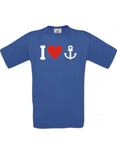 TOP Kinder-Shirt I Love Anker, Kapitän, Skipper kult, Farbe royalblau, Größe 104