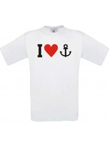 TOP Kinder-Shirt I Love Anker, Kapitän, Skipper kult, Farbe weiss, Größe 104