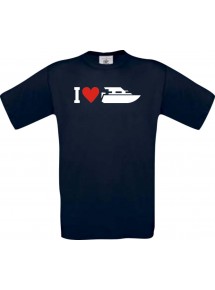 TOP Kinder-Shirt I Love Yacht, Kapitän, Skipper kult, Farbe blau, Größe 104