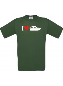 TOP Kinder-Shirt I Love Yacht, Kapitän, Skipper kult, Farbe dunkelgruen, Größe 104