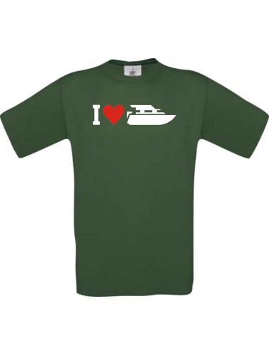 TOP Kinder-Shirt I Love Yacht, Kapitän, Skipper kult, Farbe dunkelgruen, Größe 104