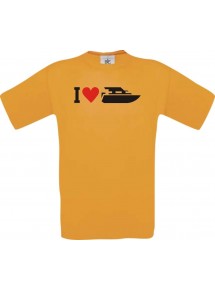 TOP Kinder-Shirt I Love Yacht, Kapitän, Skipper kult, Farbe orange, Größe 104