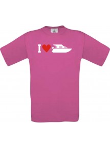 TOP Kinder-Shirt I Love Yacht, Kapitän, Skipper kult, Farbe pink, Größe 104