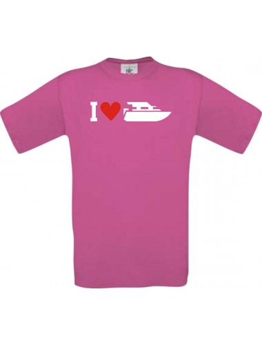 TOP Kinder-Shirt I Love Yacht, Kapitän, Skipper kult, Farbe pink, Größe 104
