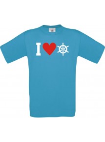 TOP Kinder-Shirt I Love Steuerrrad, Kapitän kult, Farbe atoll, Größe 104