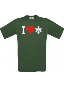 TOP Kinder-Shirt I Love Steuerrrad, Kapitän kult, Farbe dunkelgruen, Größe 104
