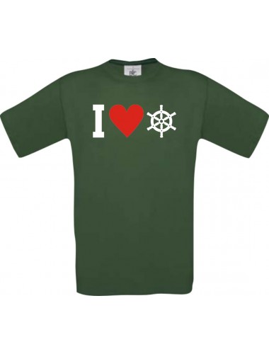 TOP Kinder-Shirt I Love Steuerrrad, Kapitän kult, Farbe dunkelgruen, Größe 104