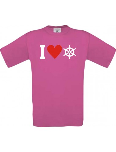TOP Kinder-Shirt I Love Steuerrrad, Kapitän kult, Farbe pink, Größe 104