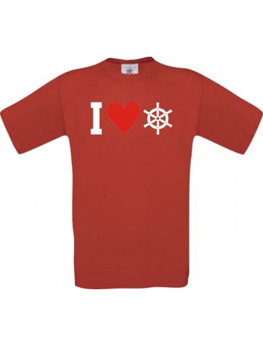 TOP Kinder-Shirt I Love Steuerrrad, Kapitän kult, Farbe rot, Größe 104