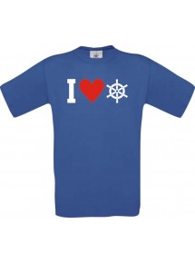 TOP Kinder-Shirt I Love Steuerrrad, Kapitän kult, Farbe royalblau, Größe 104