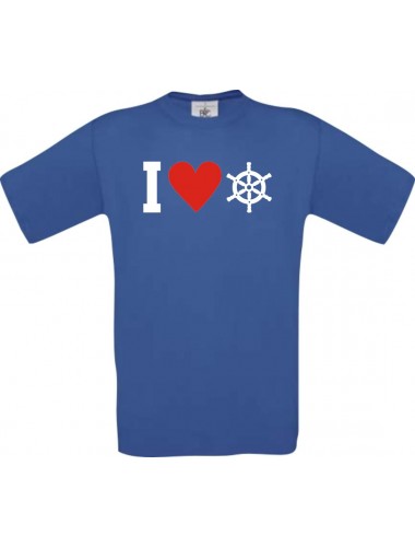 TOP Kinder-Shirt I Love Steuerrrad, Kapitän kult, Farbe royalblau, Größe 104