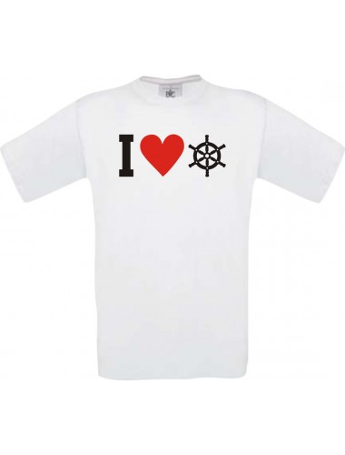 TOP Kinder-Shirt I Love Steuerrrad, Kapitän kult, Farbe weiss, Größe 104