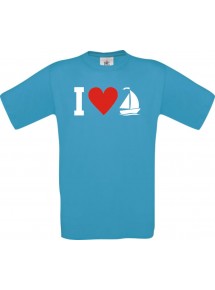 TOP Kinder-Shirt I Love Seegelboot, Kapitän kult, Farbe atoll, Größe 104