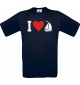 TOP Kinder-Shirt I Love Seegelboot, Kapitän kult, Farbe blau, Größe 104