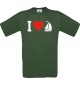 TOP Kinder-Shirt I Love Seegelboot, Kapitän kult, Farbe dunkelgruen, Größe 104
