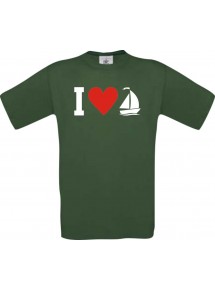 TOP Kinder-Shirt I Love Seegelboot, Kapitän kult, Farbe dunkelgruen, Größe 104