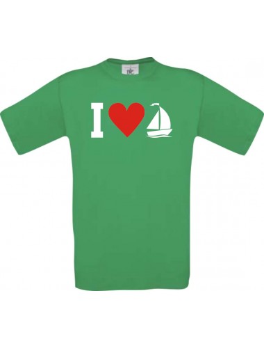 TOP Kinder-Shirt I Love Seegelboot, Kapitän kult, Farbe kellygreen, Größe 104