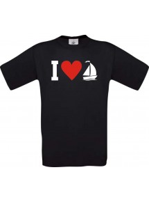 TOP Kinder-Shirt I Love Seegelboot, Kapitän kult, Farbe schwarz, Größe 104