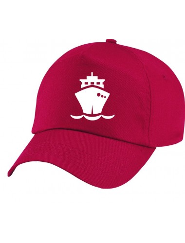 Basecap Original 5-Panel Cap, Frachter, Übersee, Boot, Kapitän, Farbe rot