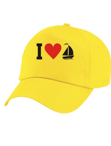 Basecap Original 5-Panel Cap, I Love Seegelboot, Kapitän, Farbe gelb