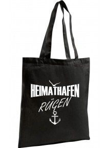 Shopping Bag Organic Zen, Shopper Heimathafen Rügen, Farbe schwarz
